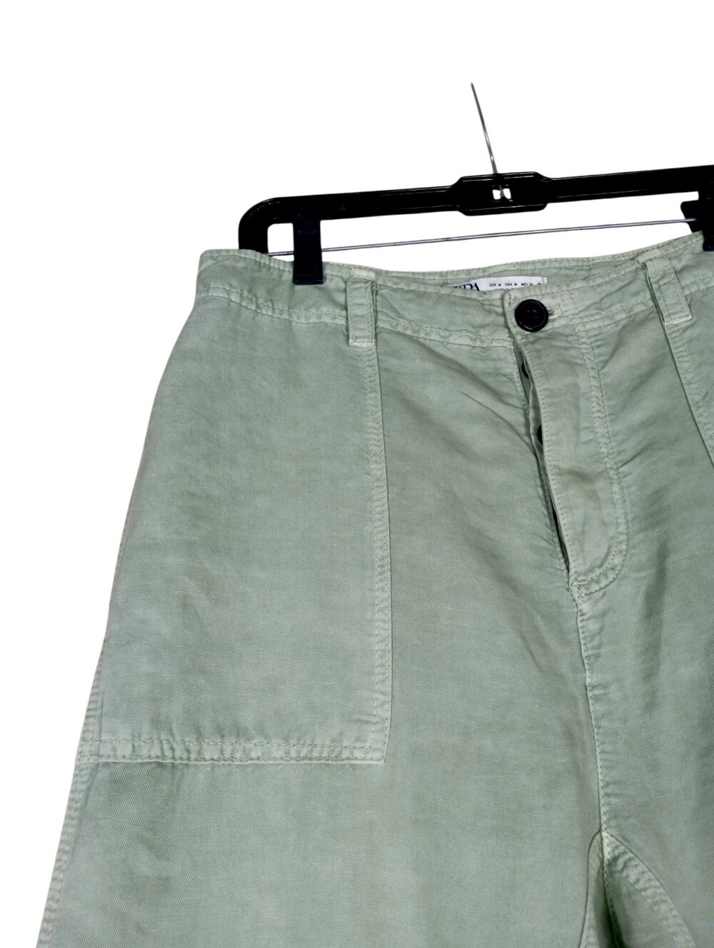 Zara Light Sage Green Utility Pants Size Medium 32in waist 23in Inseam. - Picture 8 of 10
